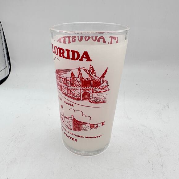 Vintage Florida St Augustine Souvenir Glass Frosted Tumbler Hazel Atlas MCM - Picture 7 of 9